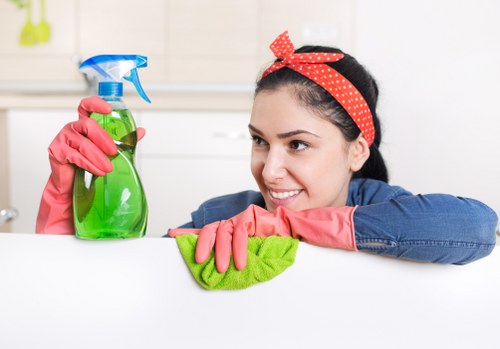 Cleaner working in a Bayswater apartment with access challenges