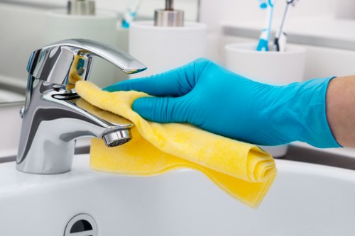 Cleaning team working in a Bayswater apartment building with access considerations